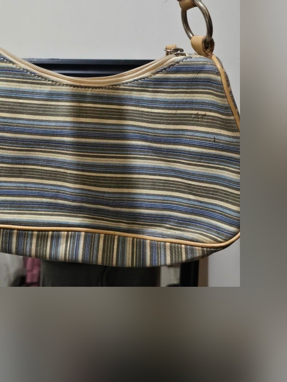 Striped Blue and Tan Shoulder Bag